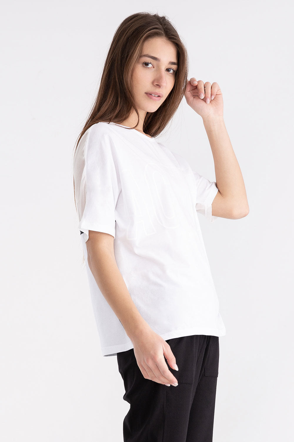 T-SHIRT DA DONNA A MANICA CORTA IN JERSEY E TULLE