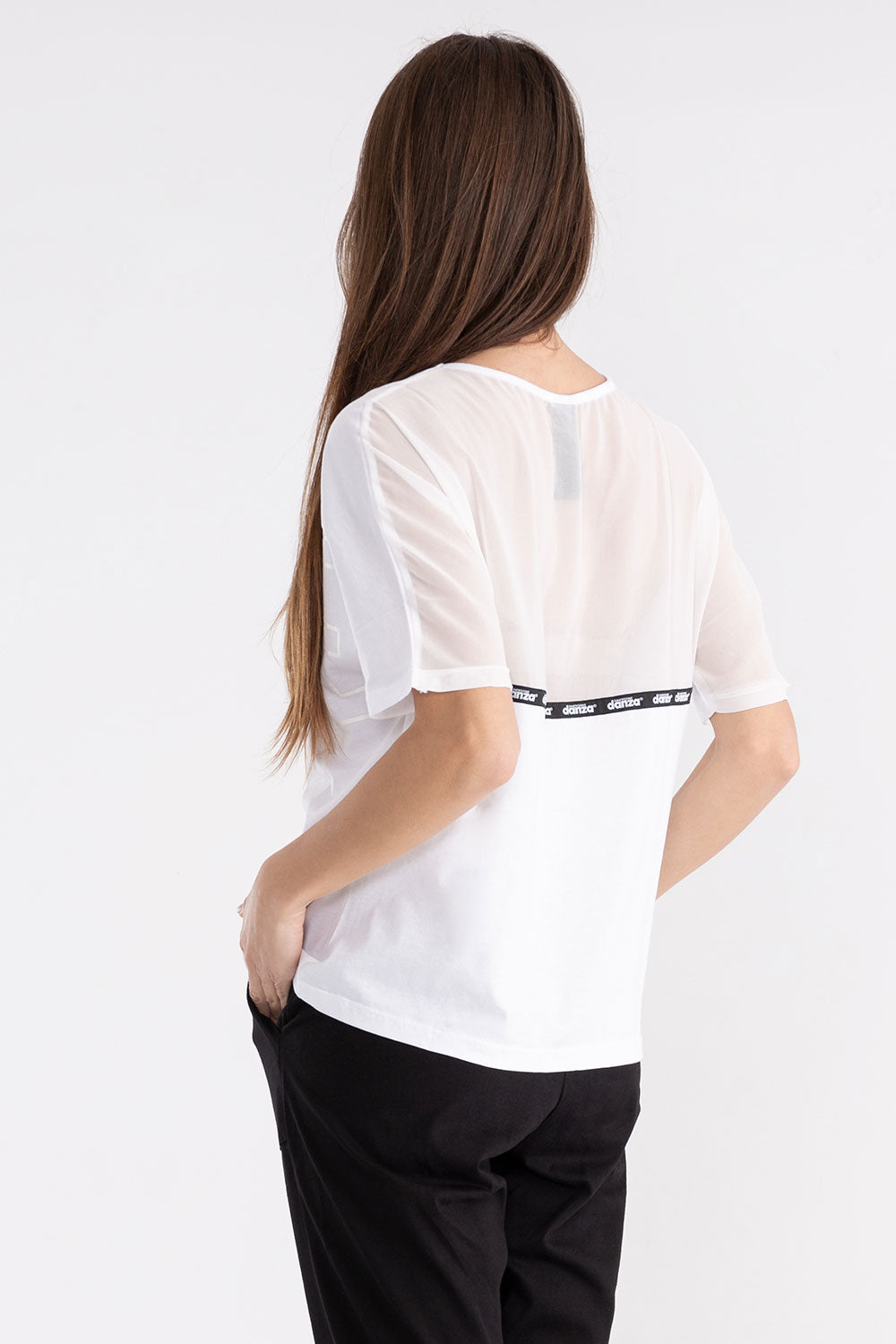 T-SHIRT DA DONNA A MANICA CORTA IN JERSEY E TULLE