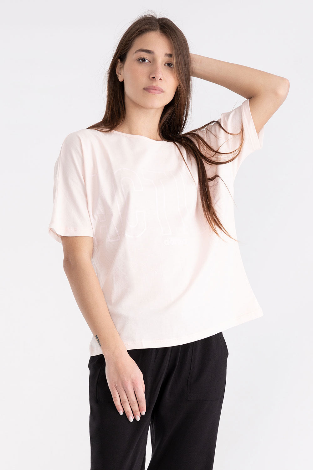 T-SHIRT DA DONNA A MANICA CORTA IN JERSEY E TULLE