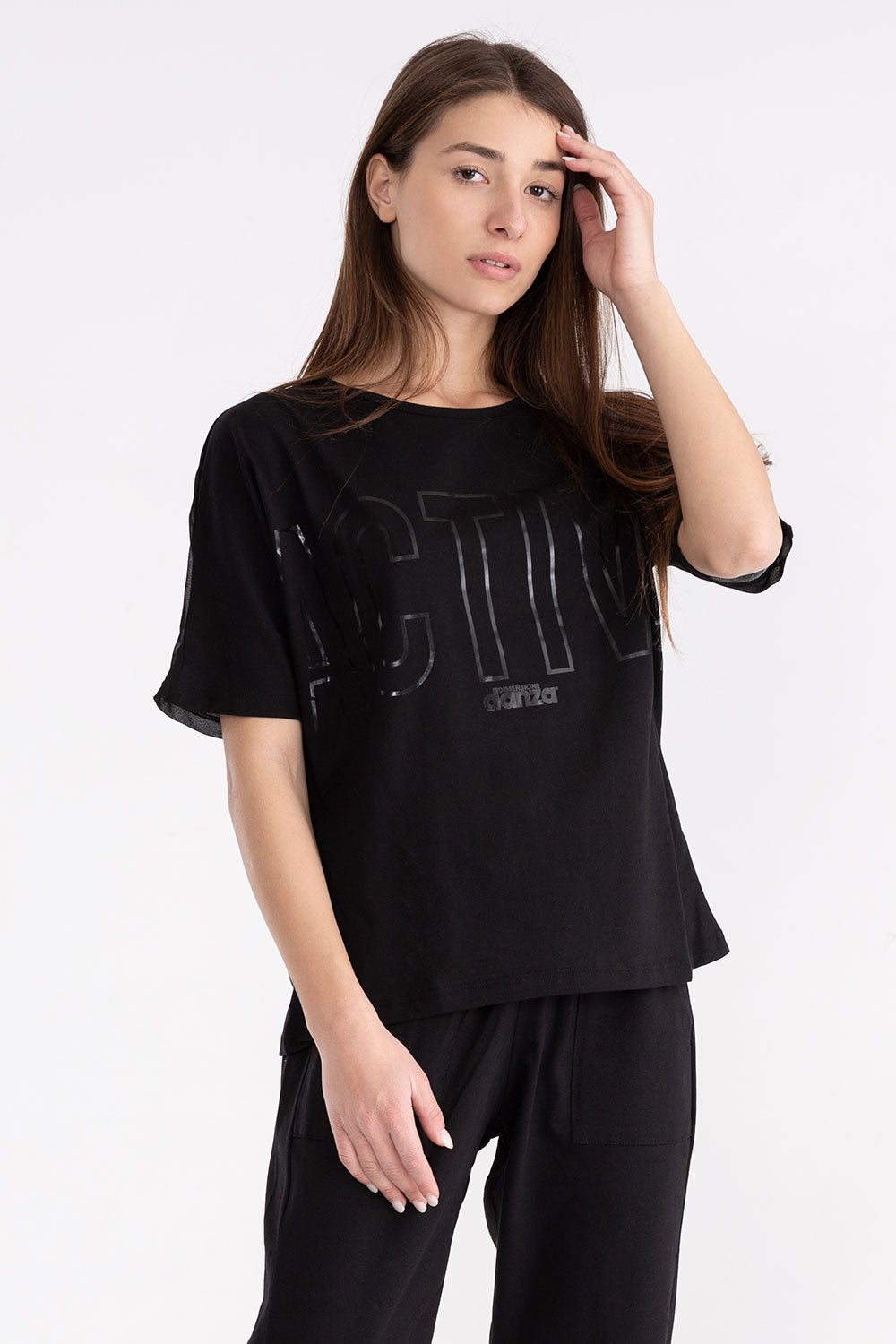 T-SHIRT DA DONNA A MANICA CORTA IN JERSEY E TULLE