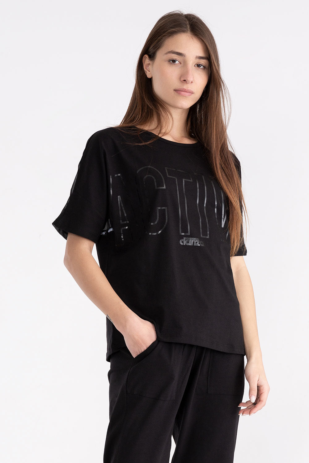 T-SHIRT DA DONNA A MANICA CORTA IN JERSEY E TULLE