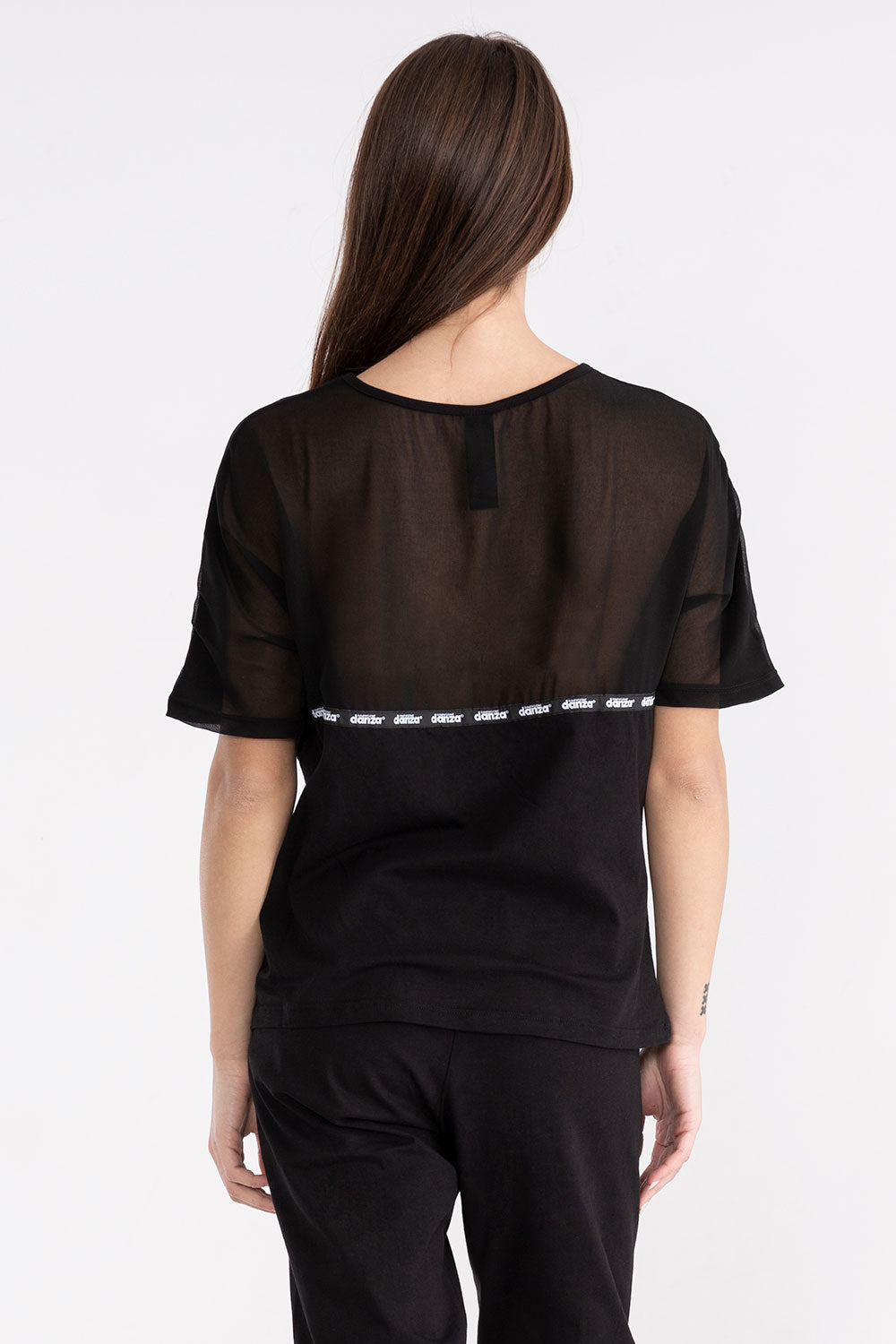 T-SHIRT DA DONNA A MANICA CORTA IN JERSEY E TULLE