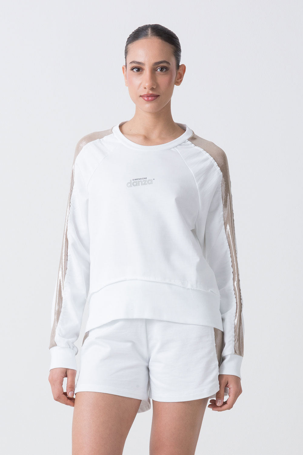 MAGLIA IN FELPA CON BANDE PLACCATE