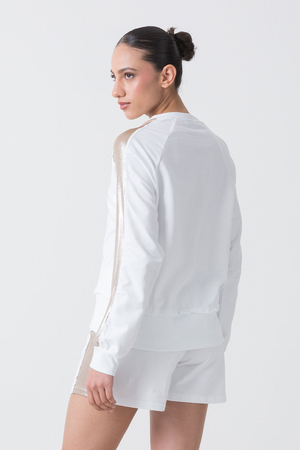 MAGLIA IN FELPA CON BANDE PLACCATE