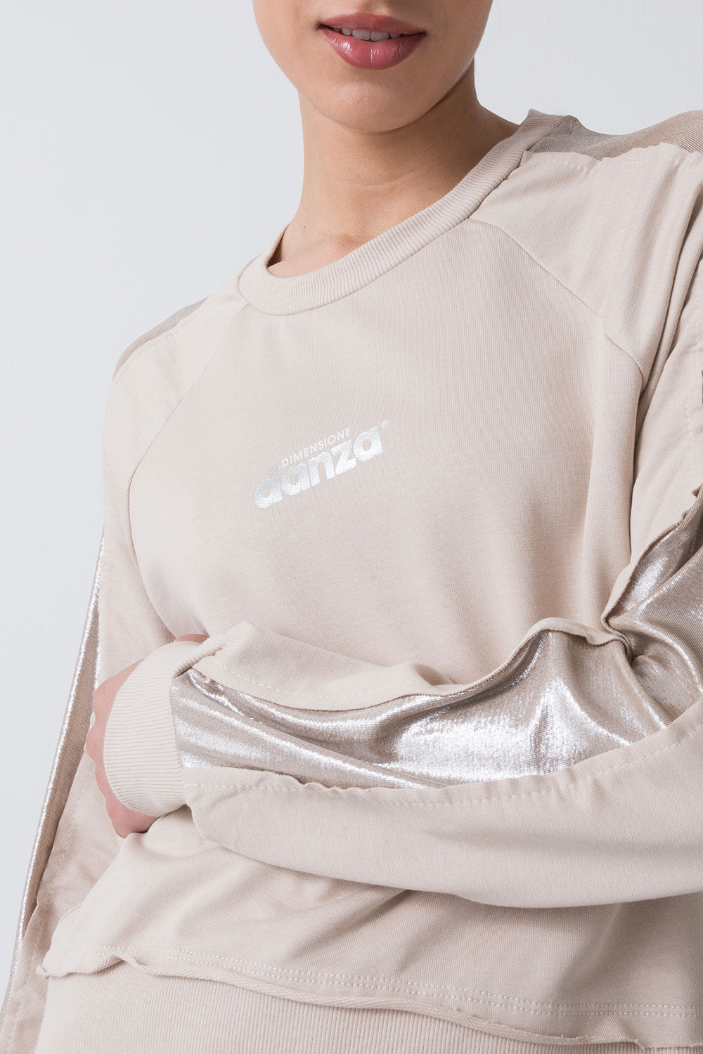 MAGLIA IN FELPA CON BANDE PLACCATE