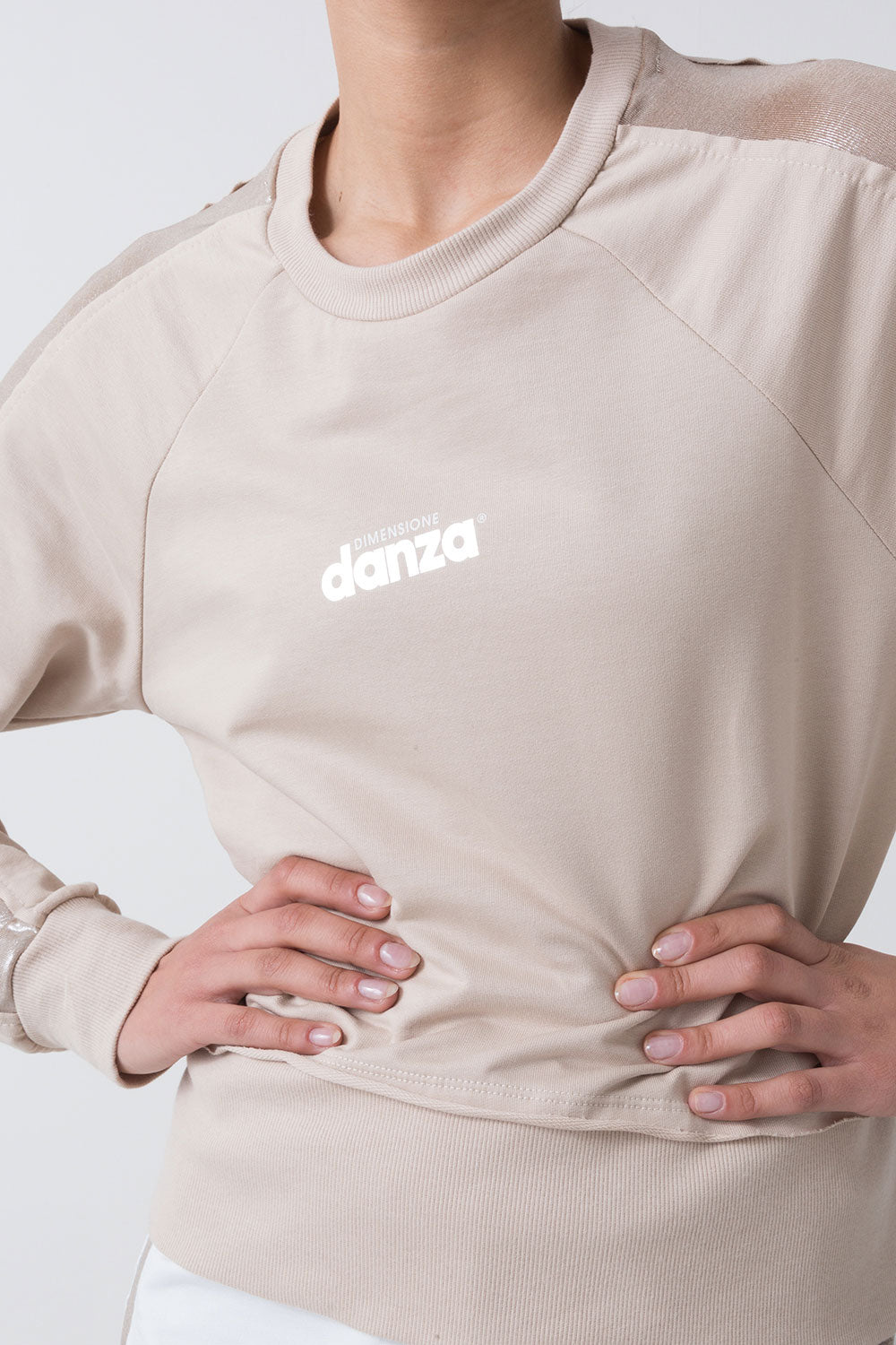 MAGLIA IN FELPA CON BANDE PLACCATE