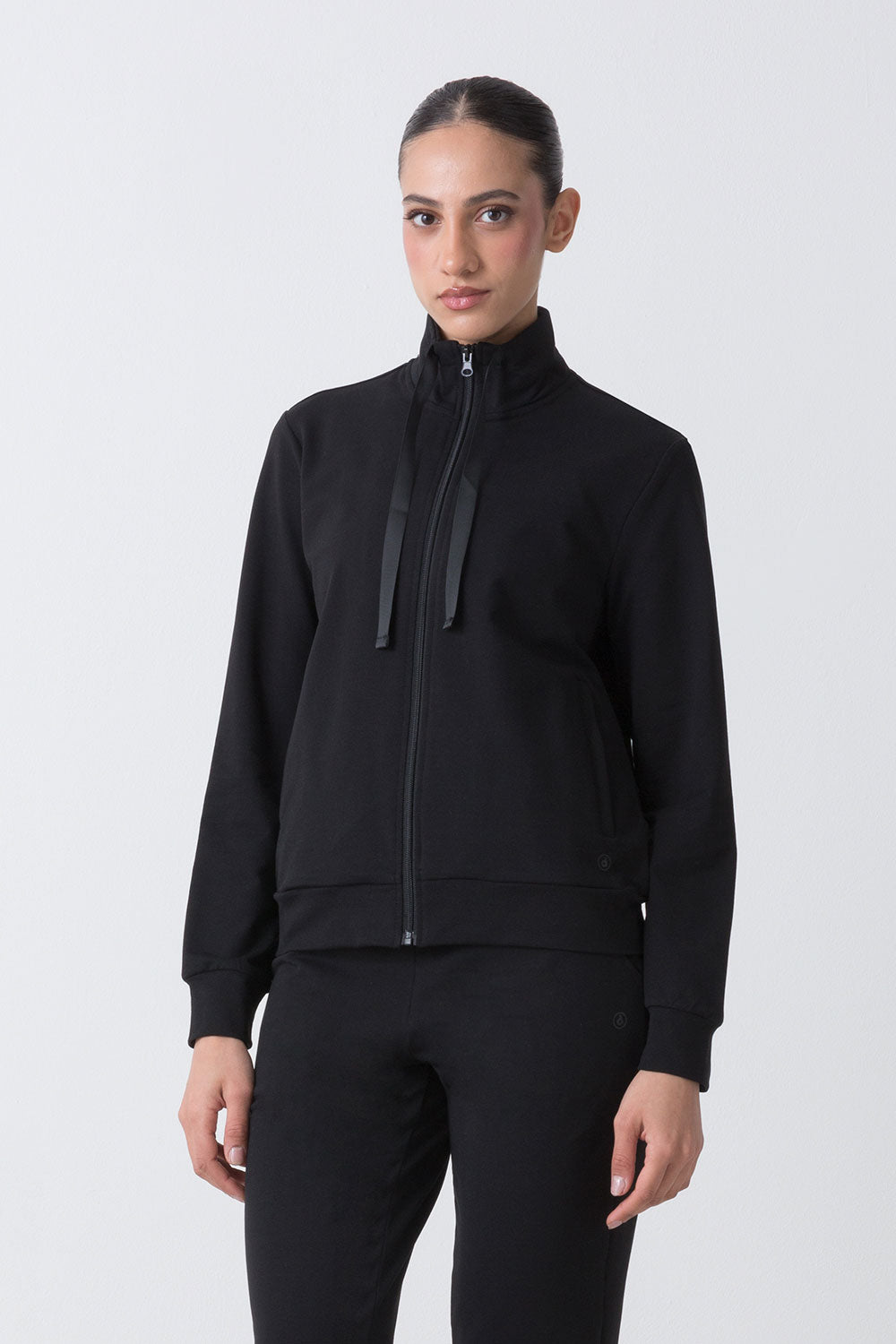 BASIC GIACCA FULL ZIP IN FELPA STRETCH NON GARZATA