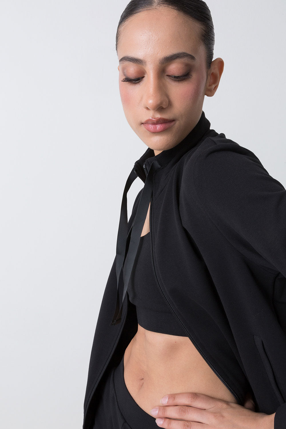 BASIC GIACCA FULL ZIP IN FELPA STRETCH NON GARZATA