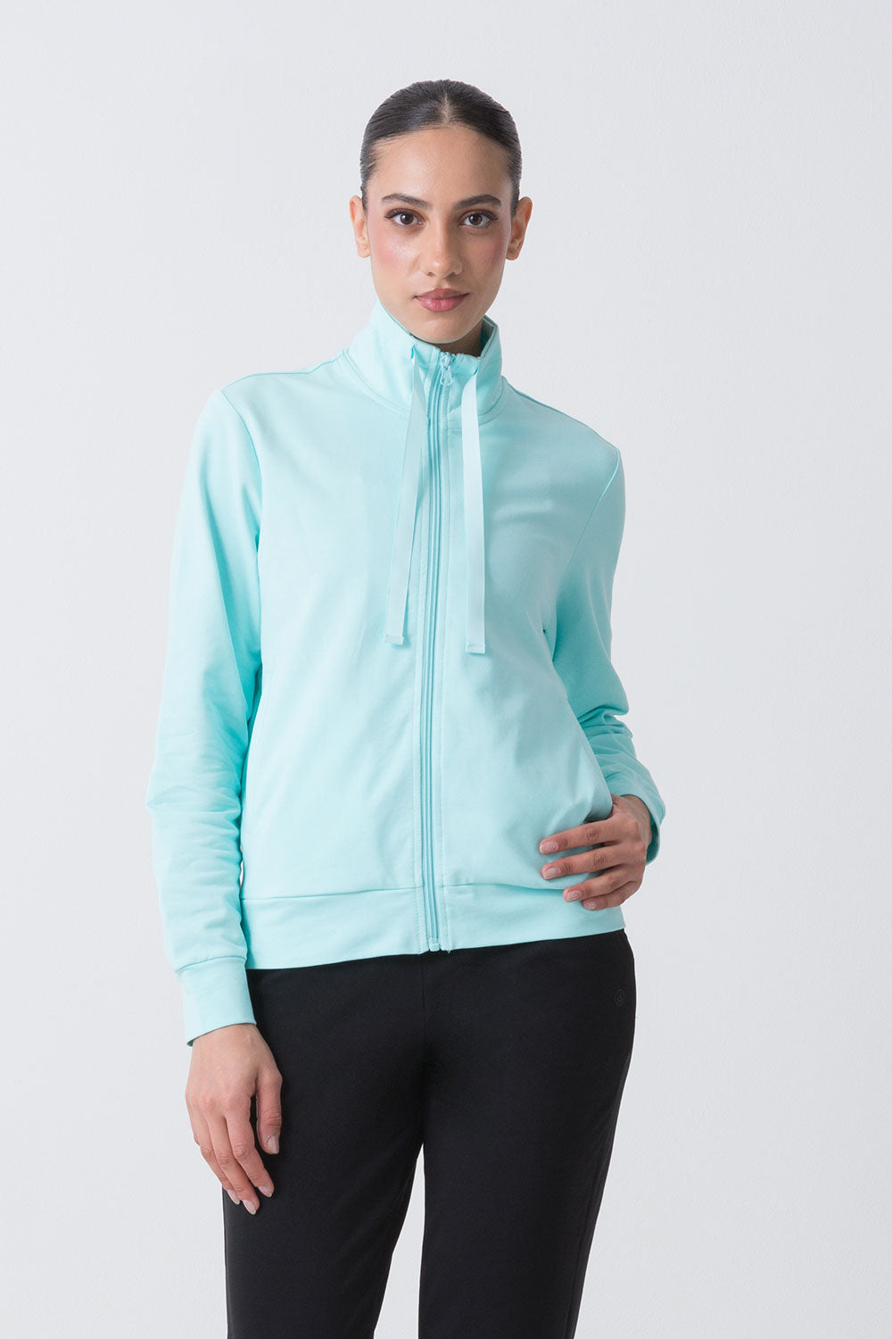 BASIC GIACCA FULL ZIP IN FELPA STRETCH NON GARZATA
