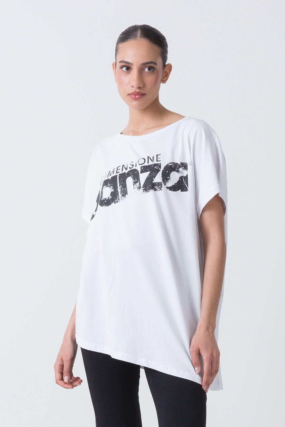 BALLET T-SHIRT ASIMMETRICA CON LOGO