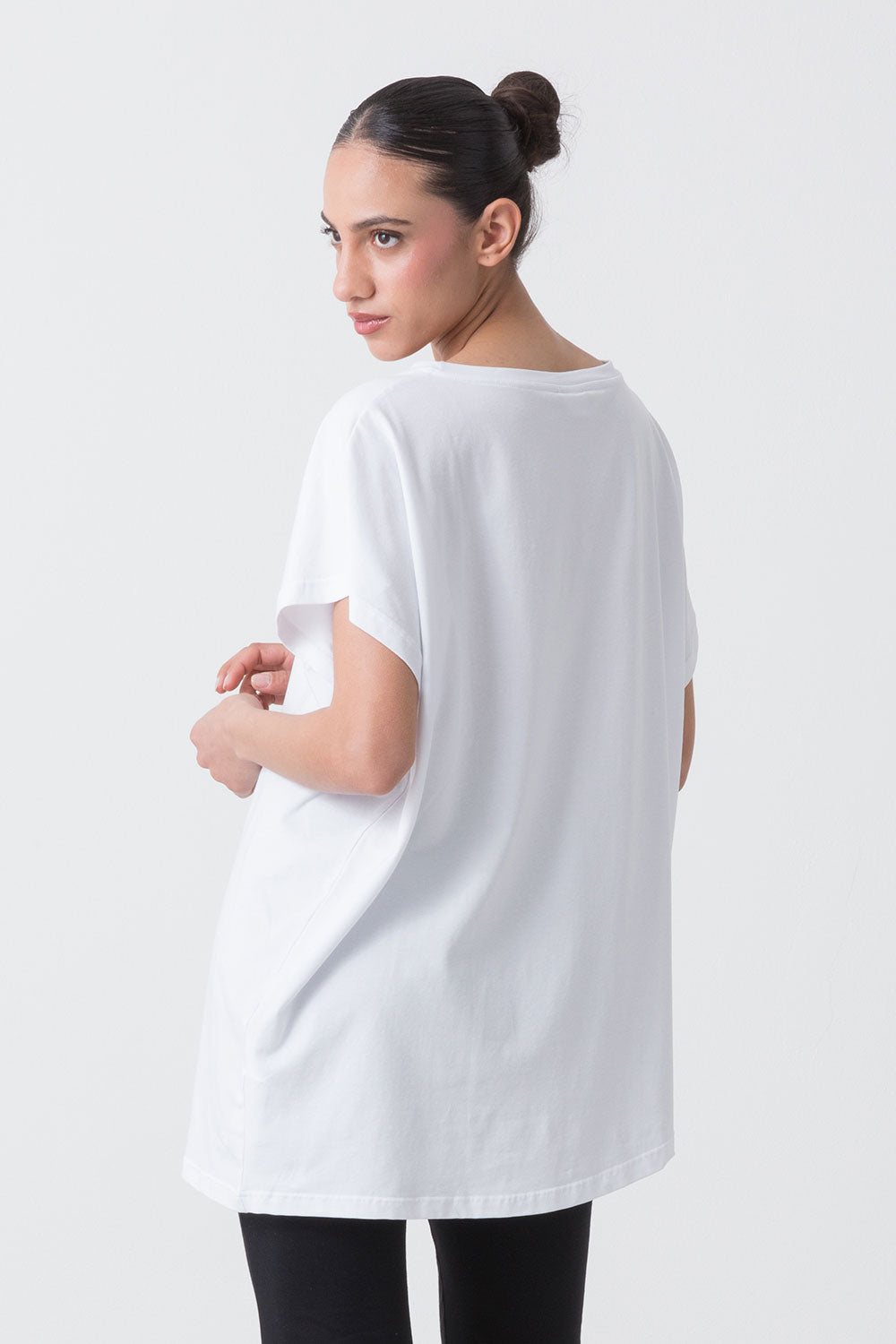 BALLET T-SHIRT ASIMMETRICA CON LOGO