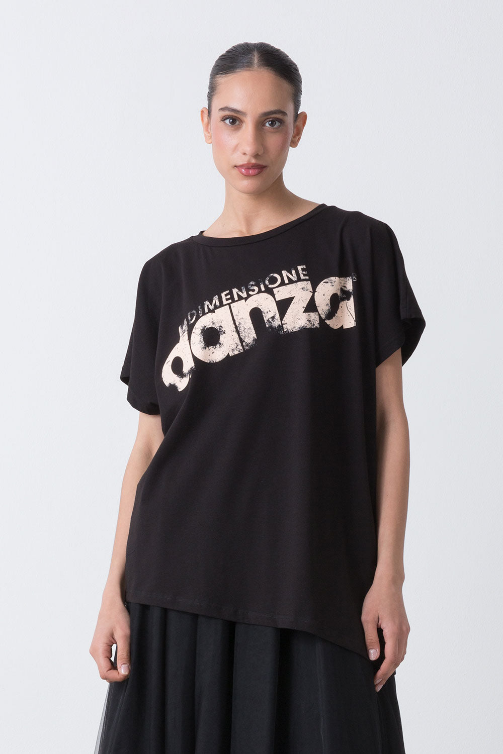 BALLET T-SHIRT ASIMMETRICA CON LOGO