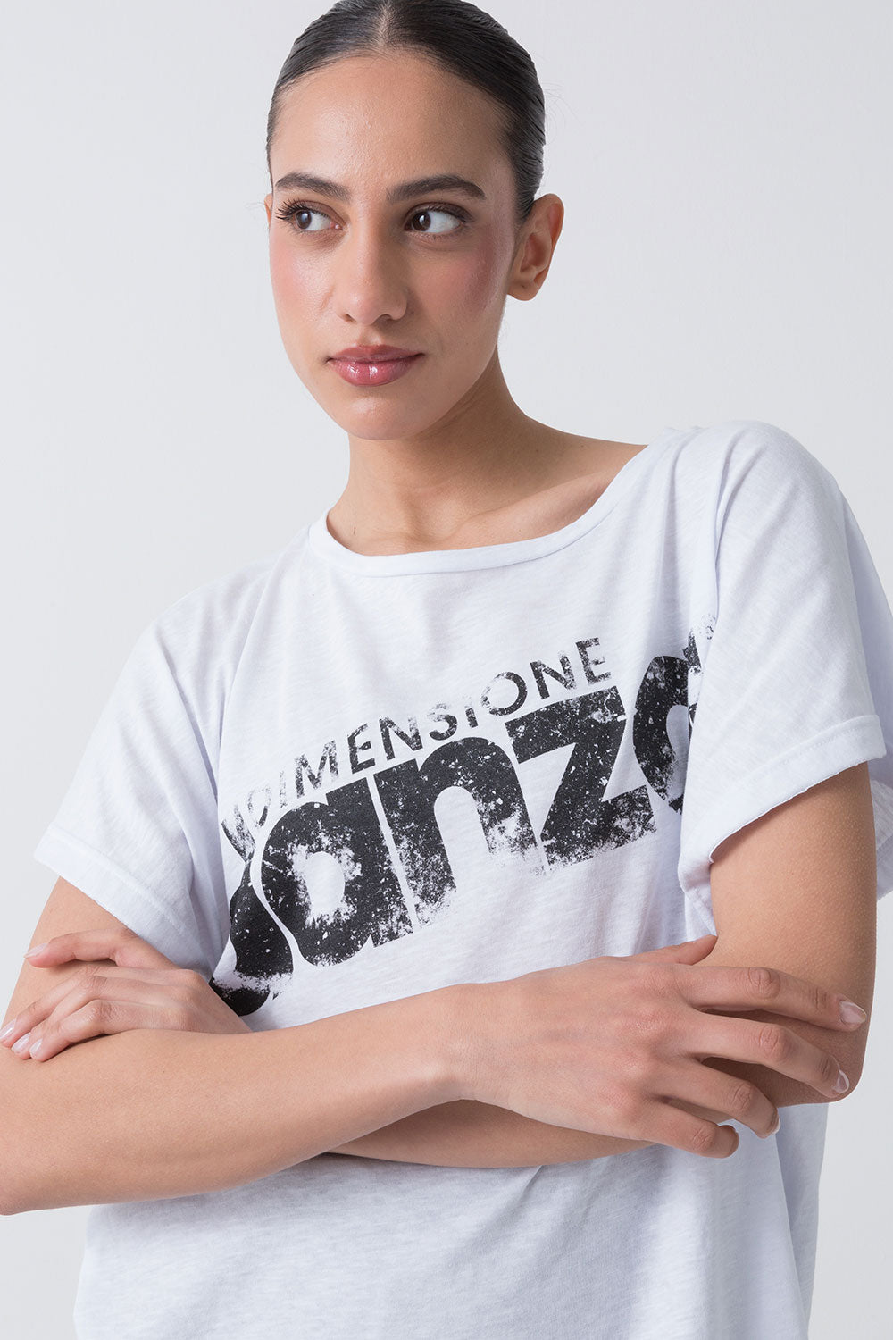 BALLET T-SHIRT ASIMMETRICA IN SLUB JERSEY