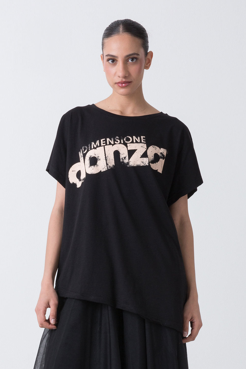 BALLET T-SHIRT ASIMMETRICA IN SLUB JERSEY