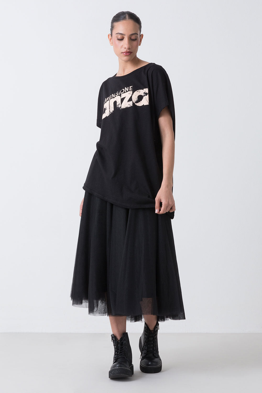 BALLET T-SHIRT ASIMMETRICA IN SLUB JERSEY