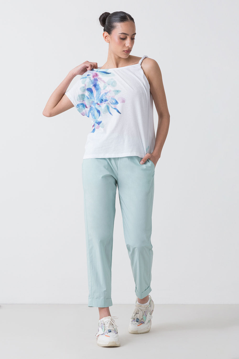 SUMMER T-SHIRT MONOSPALLA CON STAMPA FLOREALE