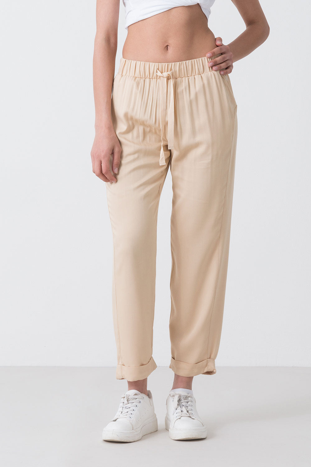 SUMMER PANTALONE IN POPELINE DI VISCOSA