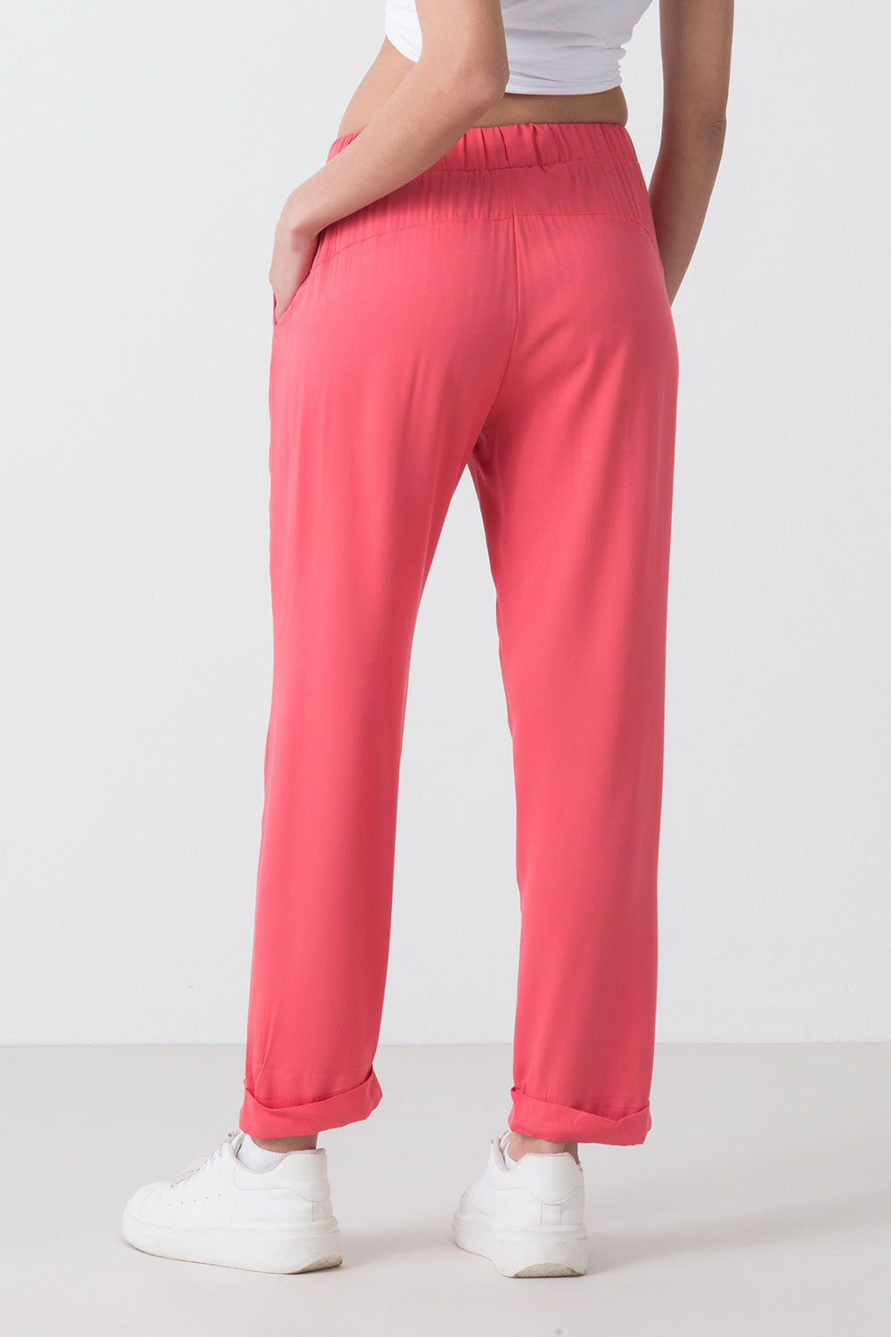 SUMMER PANTALONE IN POPELINE DI VISCOSA