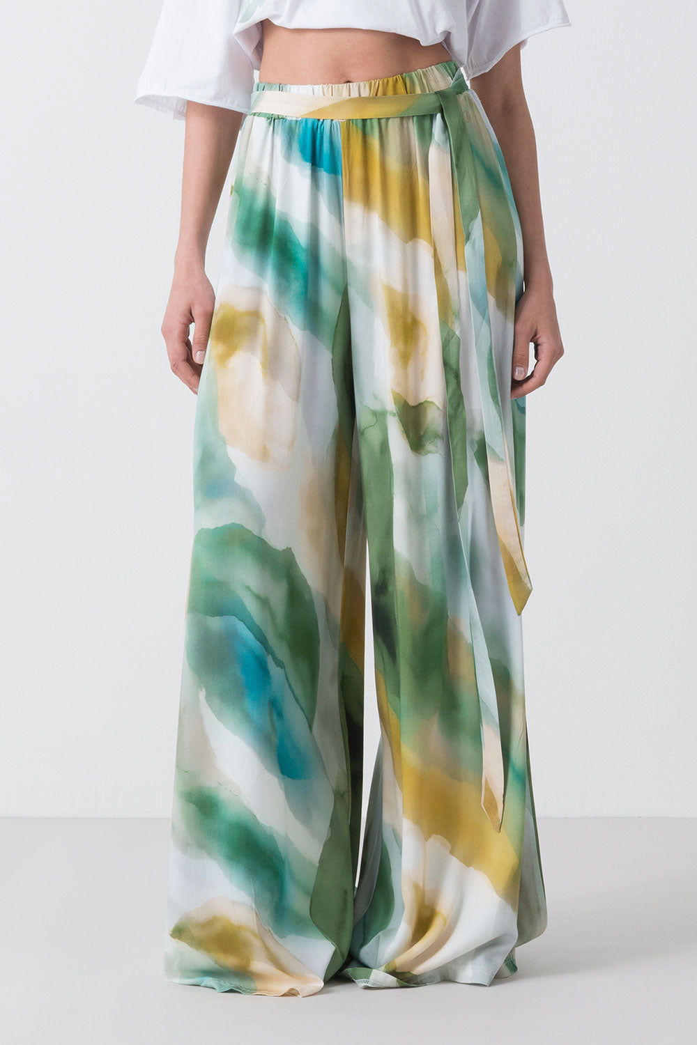 CITY PANTALONE PALAZZO CON STAMPA ALL-OVER