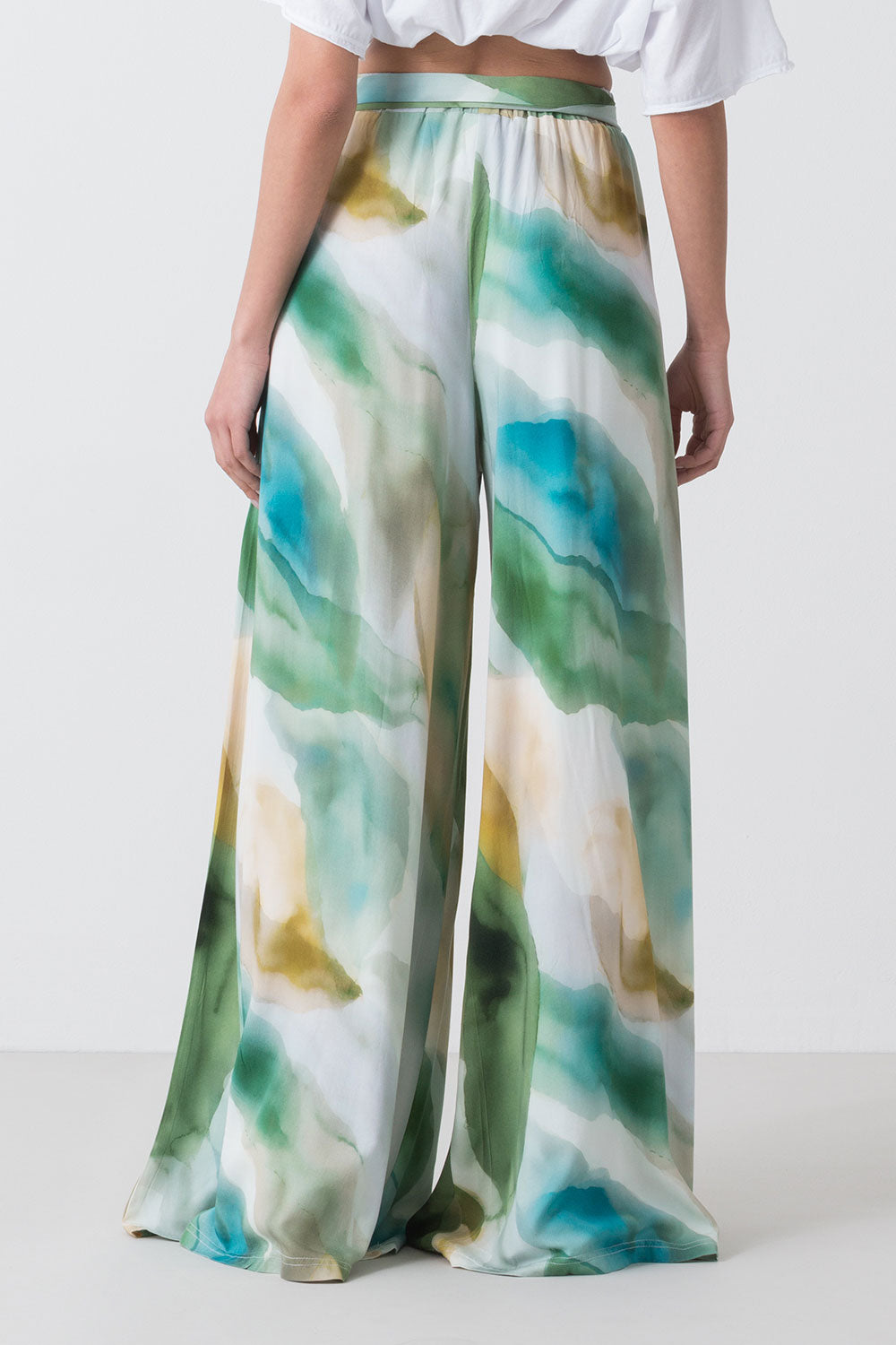 CITY PANTALONE PALAZZO CON STAMPA ALL-OVER