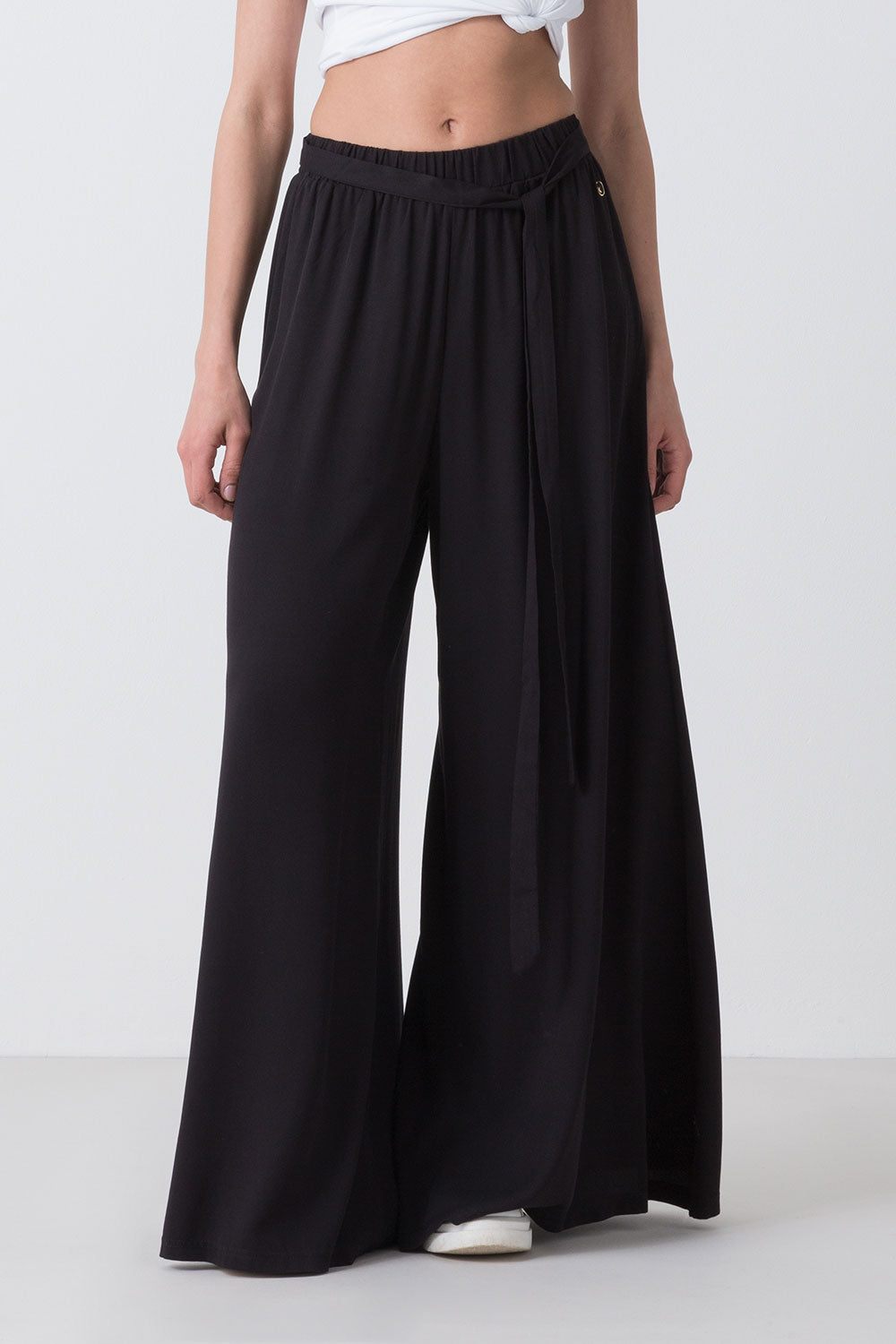 CITY PANTA PALAZZO IN POPELINE DI VISCOSA