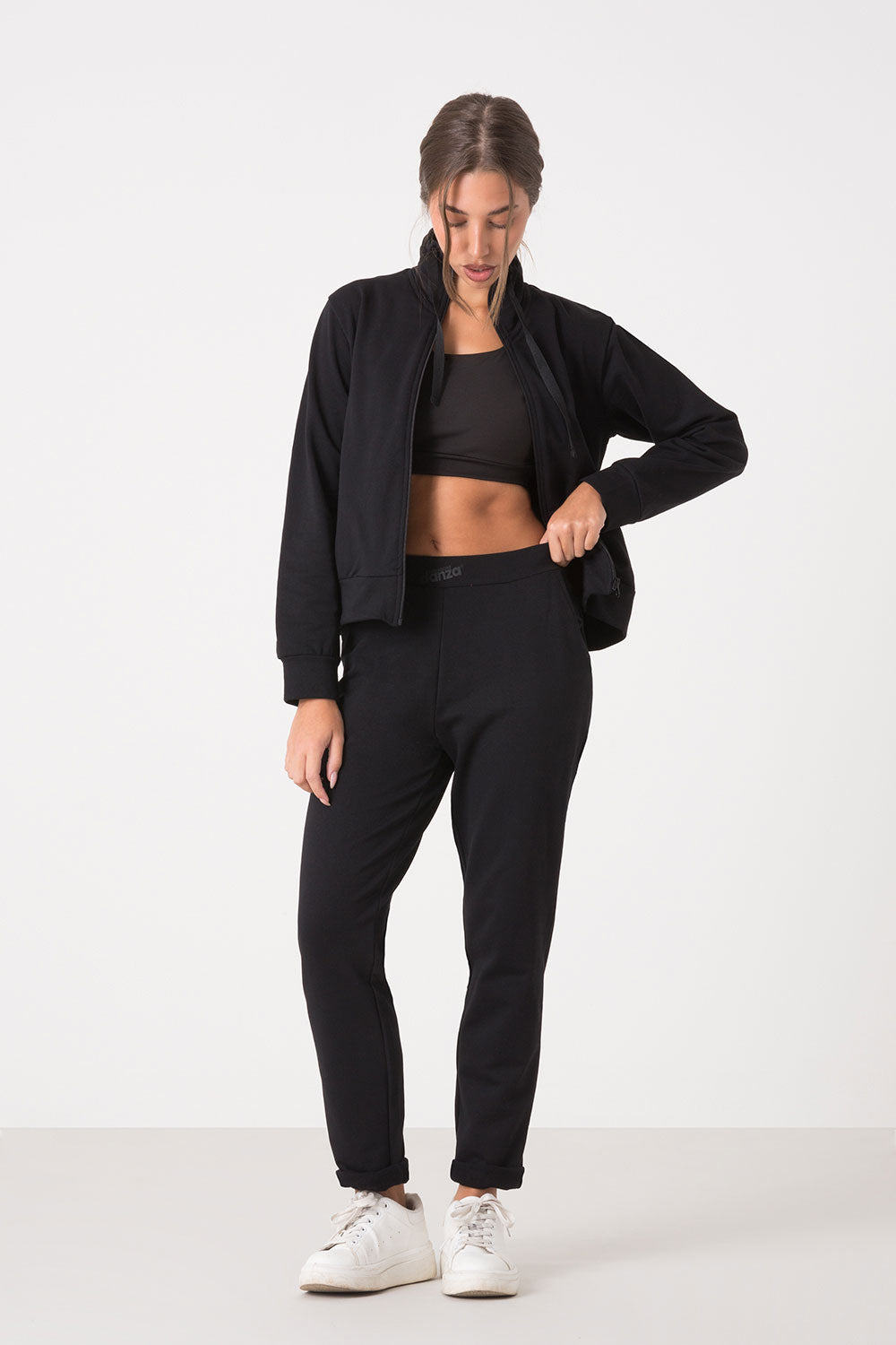 TUTA BASIC FELPA FULL ZIP COLLO ALTO +  BASIC PANTALONE DRITTO AL FONDO