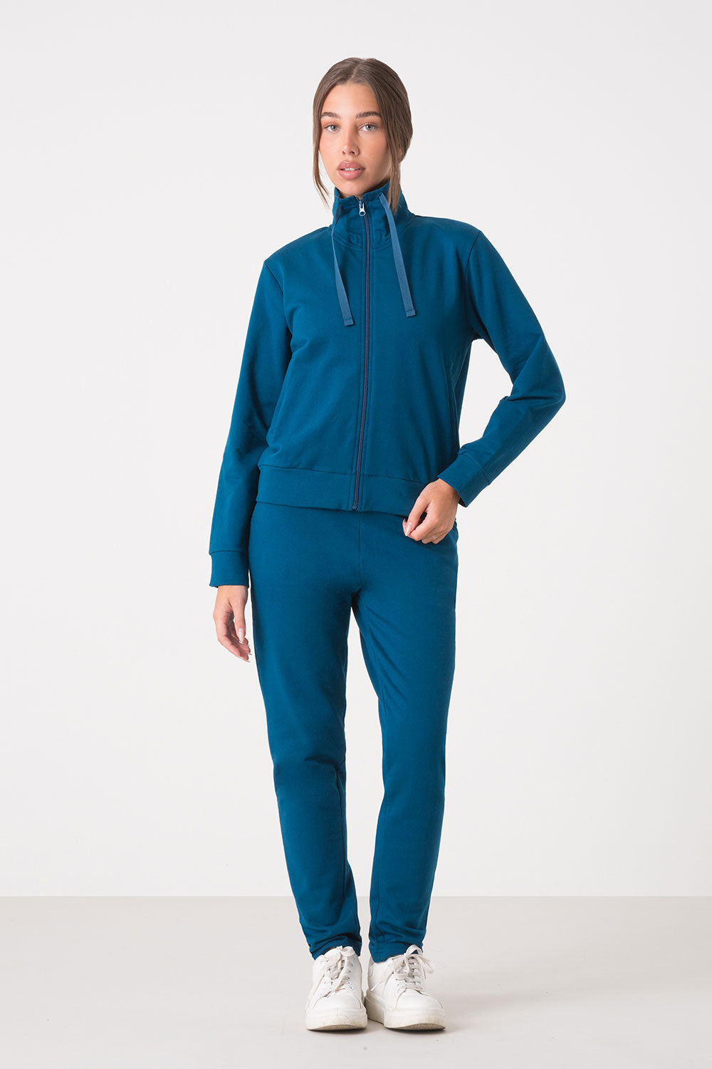 TUTA BASIC FELPA FULL ZIP COLLO ALTO +  BASIC PANTALONE DRITTO AL FONDO