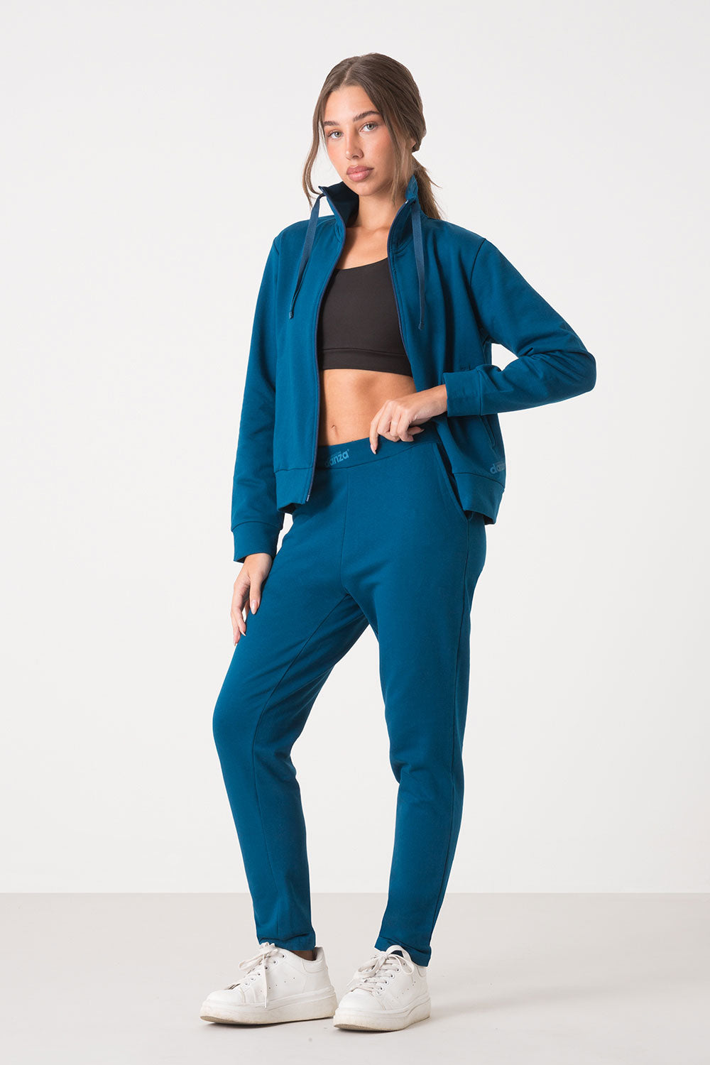 TUTA BASIC FELPA FULL ZIP COLLO ALTO +  BASIC PANTALONE DRITTO AL FONDO