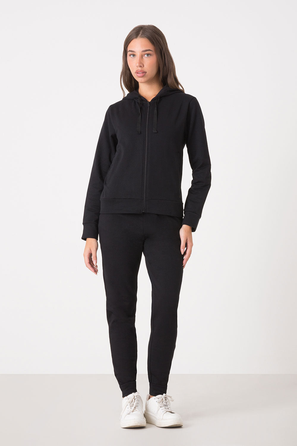 TUTA BASIC FULL ZIP CON CAPPUCCIO + PANTALONE DRITTO AL FONDO