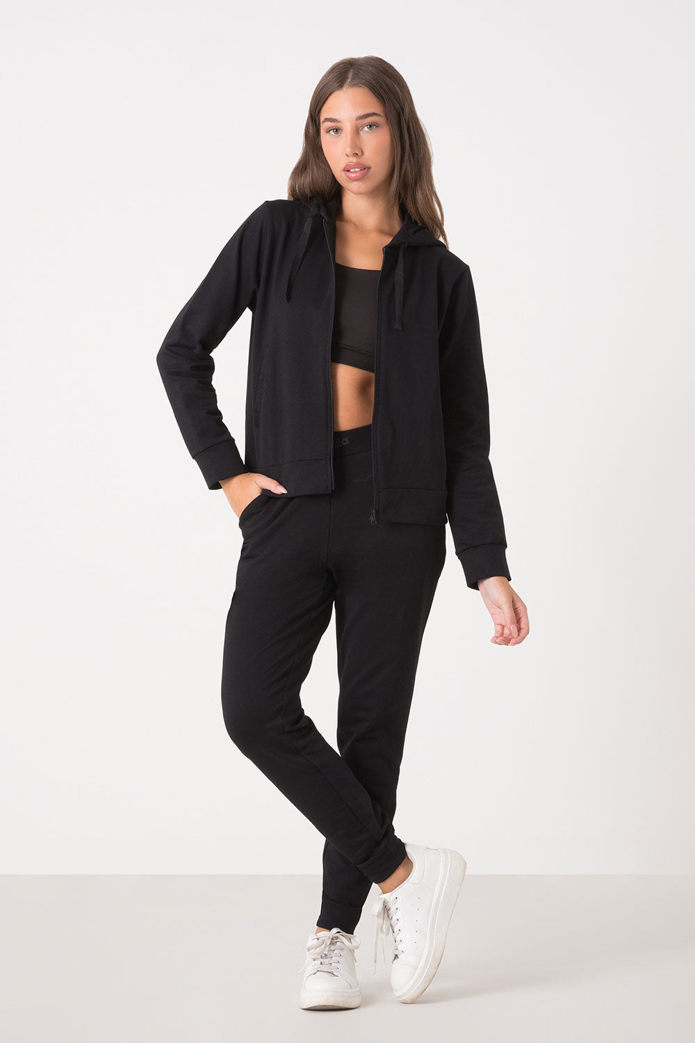 TUTA BASIC FULL ZIP CON CAPPUCCIO + PANTALONE DRITTO AL FONDO
