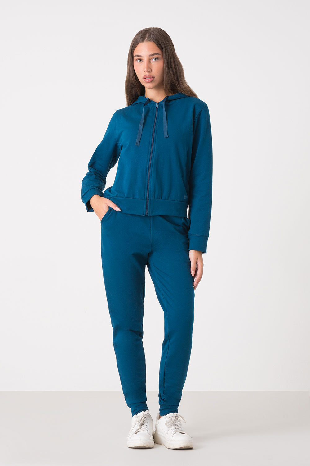 TUTA BASIC FULL ZIP CON CAPPUCCIO + PANTALONE DRITTO AL FONDO