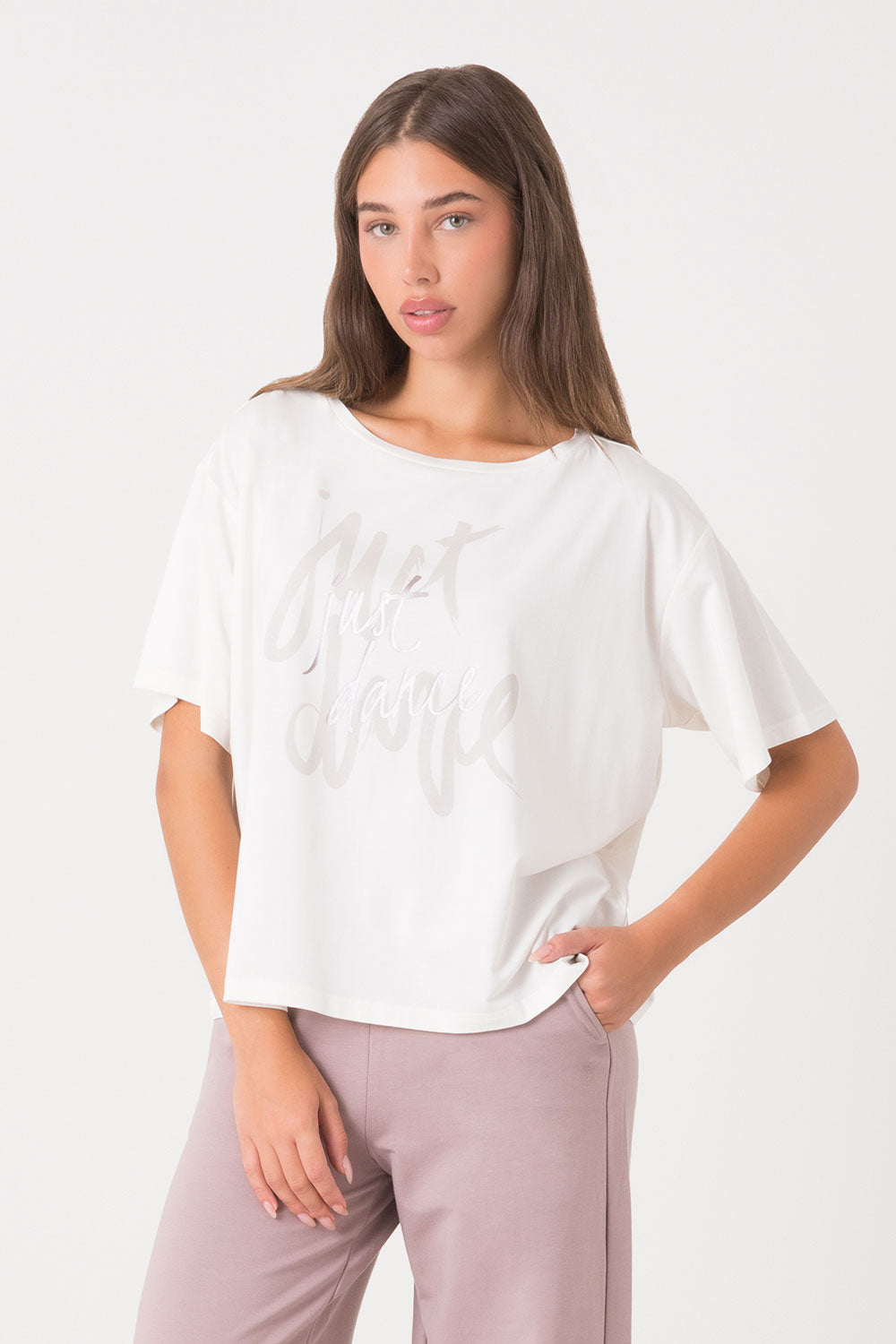 T-SHIRT OVER CON STAMPA TONO SU TONO