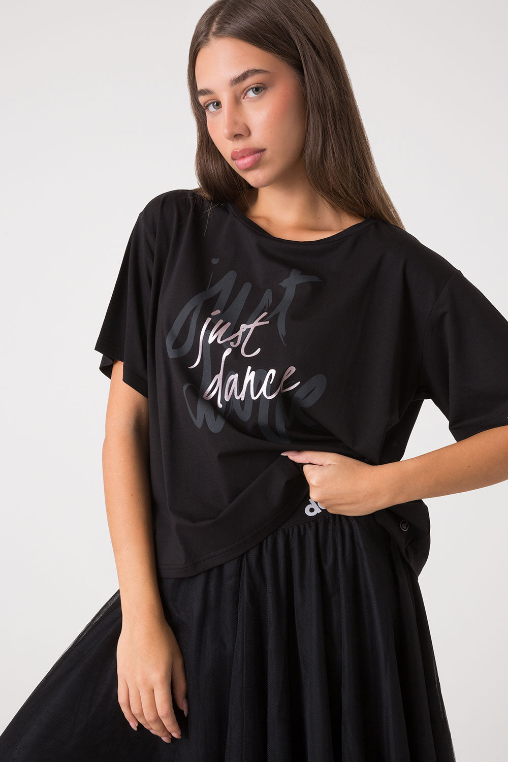 T-SHIRT OVER CON STAMPA TONO SU TONO