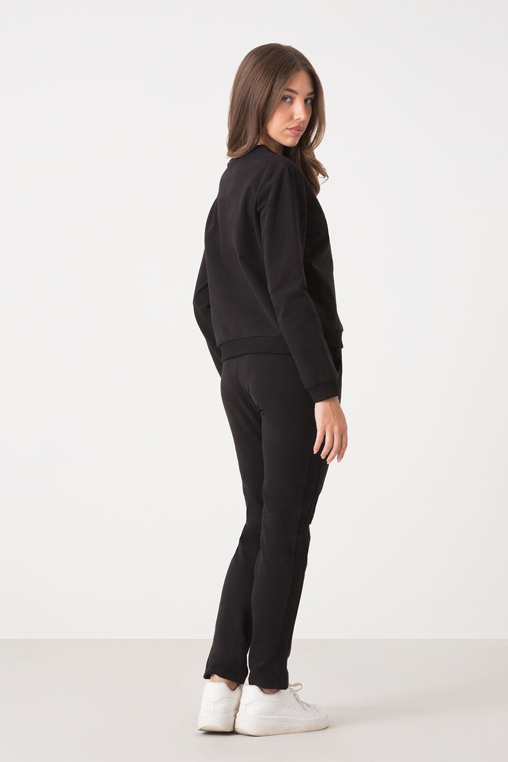 MAGLIA FELPA STRETCH CON INSERTO IN PIZZO