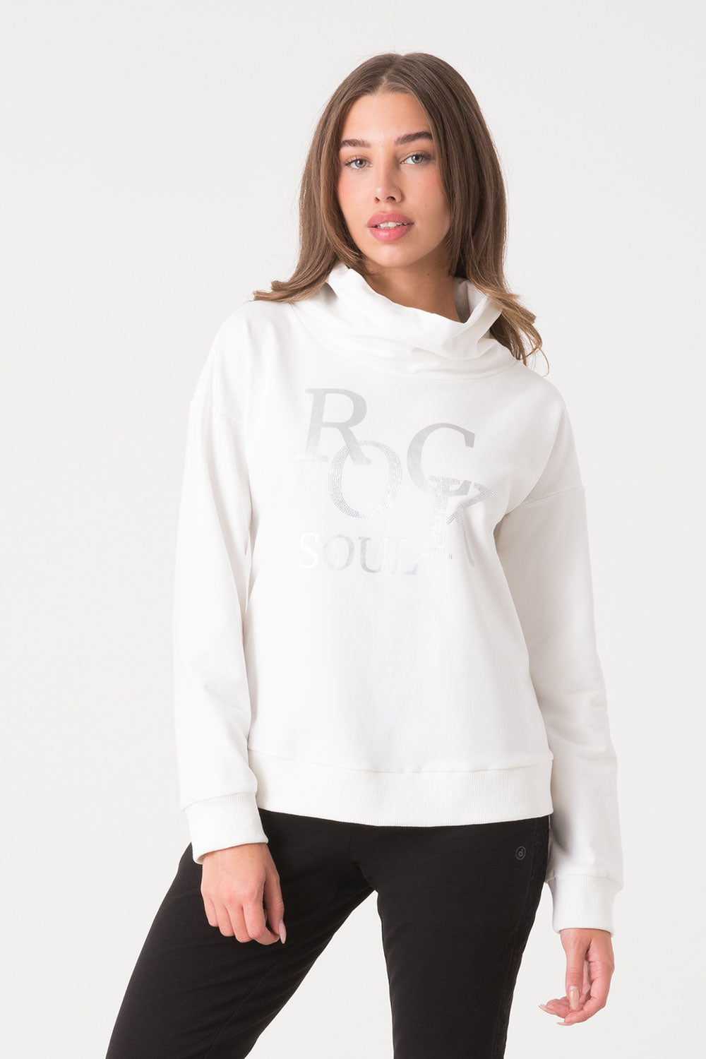 FELPA COLLO ALTO CON DETTAGLIO IN PIZZO