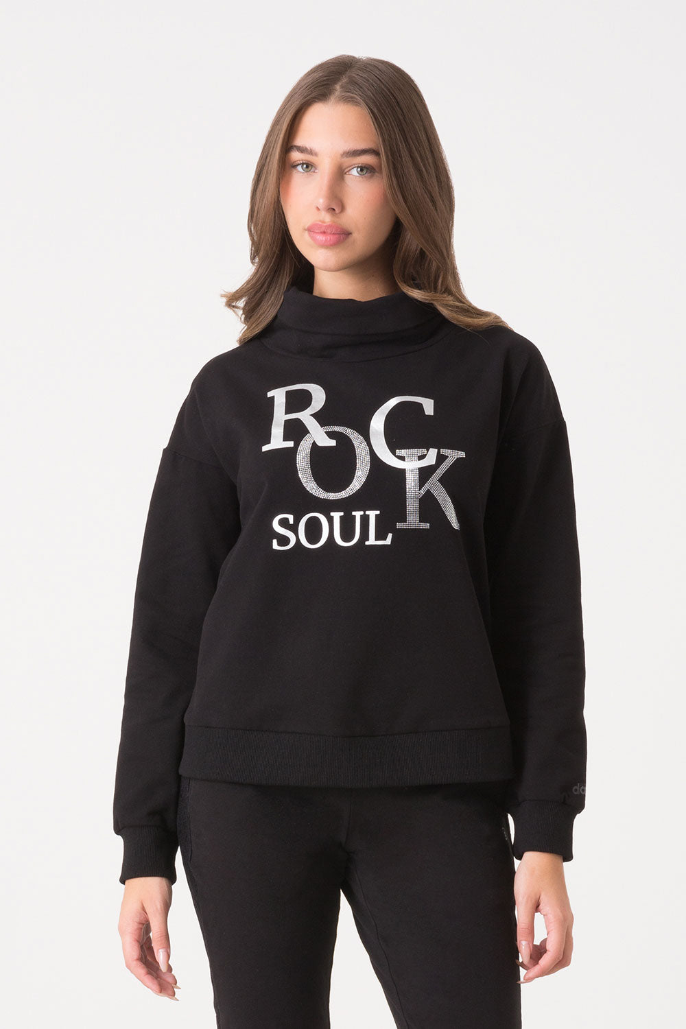 FELPA COLLO ALTO CON DETTAGLIO IN PIZZO