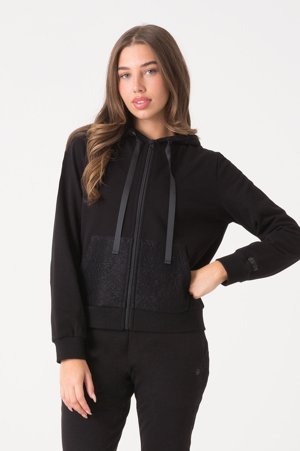 FELPA CAPPUCCIO FULL ZIP IN PIZZO