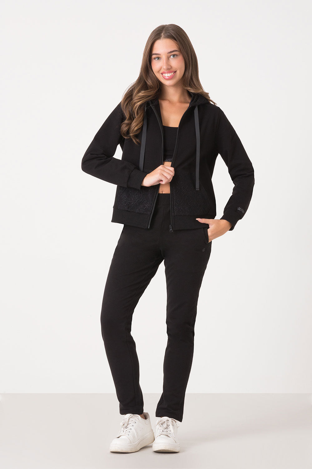 FELPA CAPPUCCIO FULL ZIP IN PIZZO