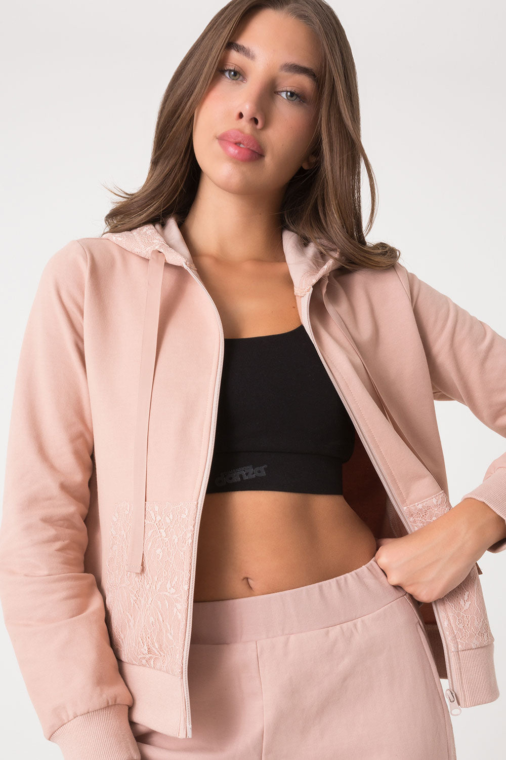 FELPA CAPPUCCIO FULL ZIP IN PIZZO