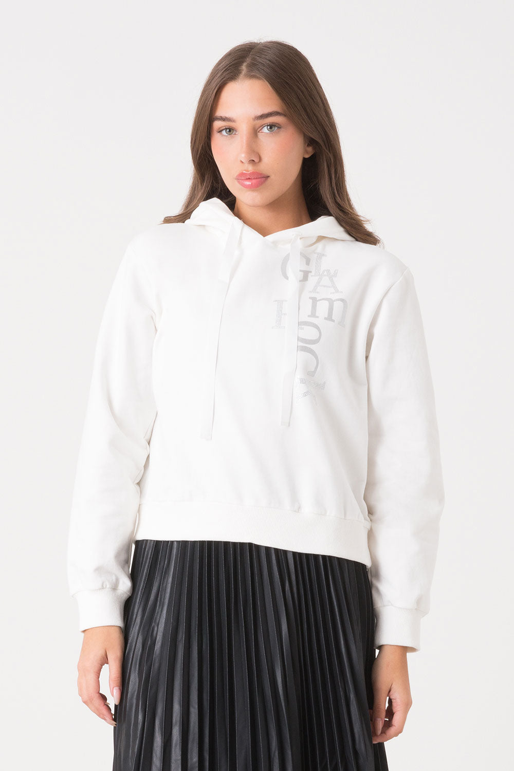 FELPA CAPUCCIO CON STAMPA A CONTRASTO