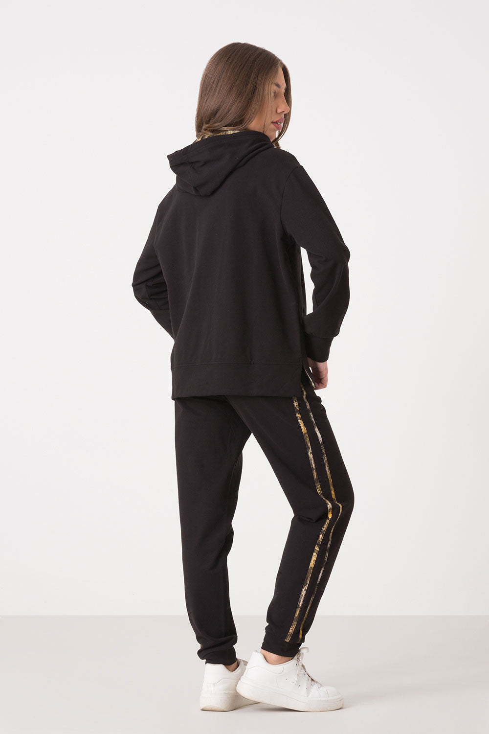 FELPA CAPPUCCIO FULL ZIP CON DETTAGLI STAMPA ANIMALIER