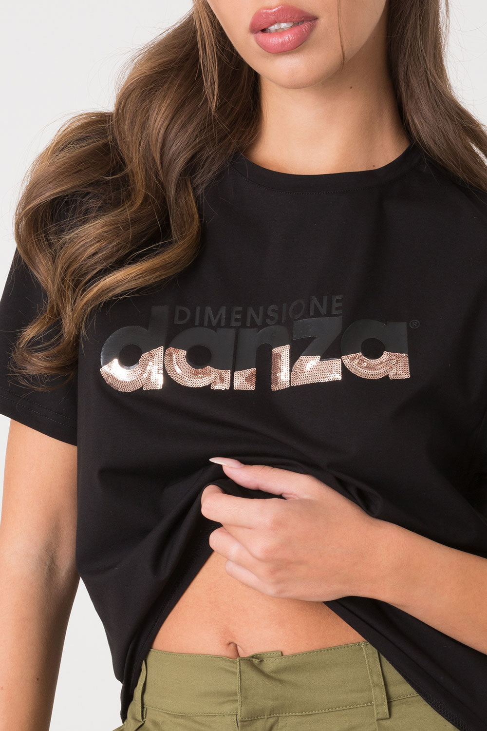 TSHIRT MODAL JERSEY STRECH CON STAMPA A CONTRASTO