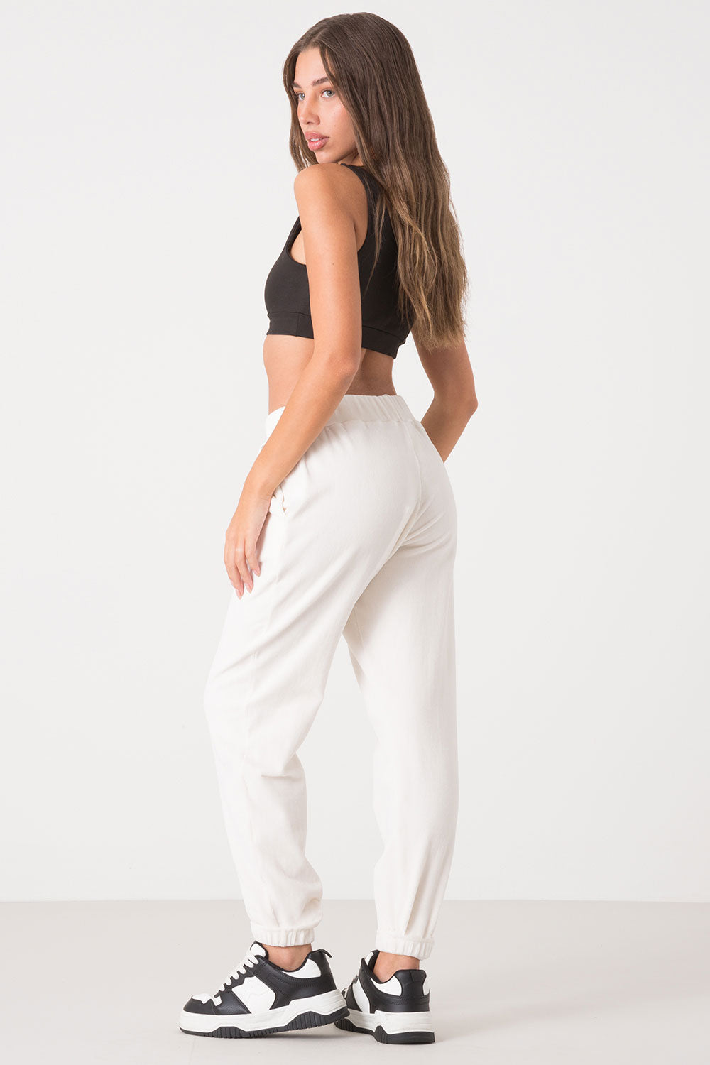 PANTALONE IN VELLUTO A COSTE CON ELASTICO AL FONDO