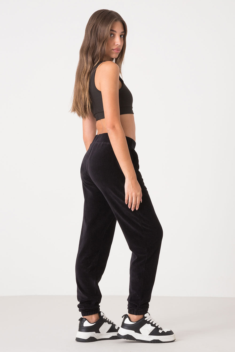 PANTALONE IN VELLUTO A COSTE CON ELASTICO AL FONDO