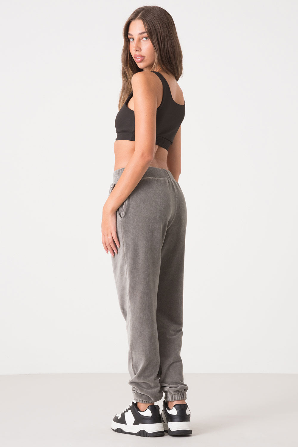 PANTALONE IN VELLUTO A COSTE CON ELASTICO AL FONDO