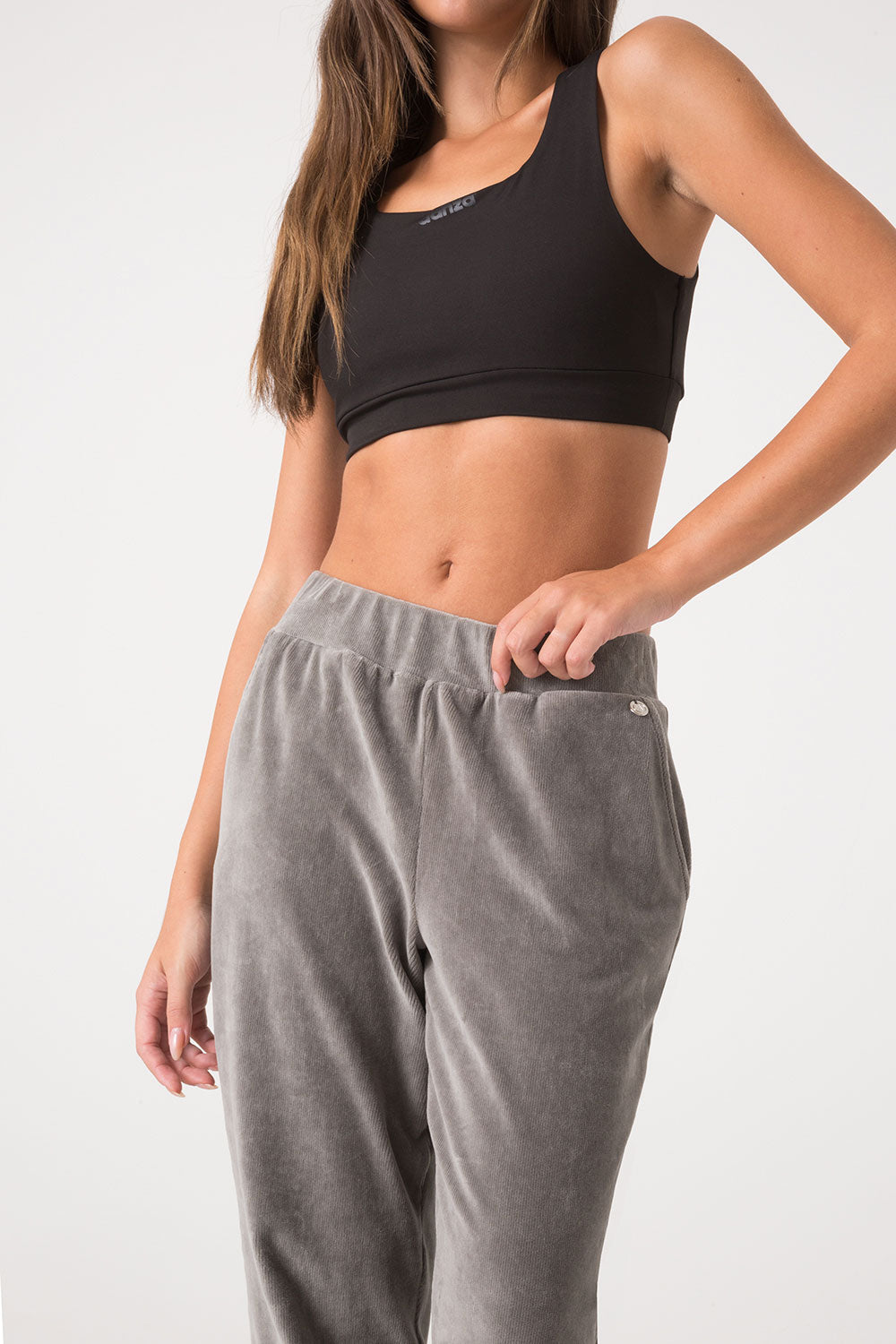 PANTALONE IN VELLUTO A COSTE CON ELASTICO AL FONDO