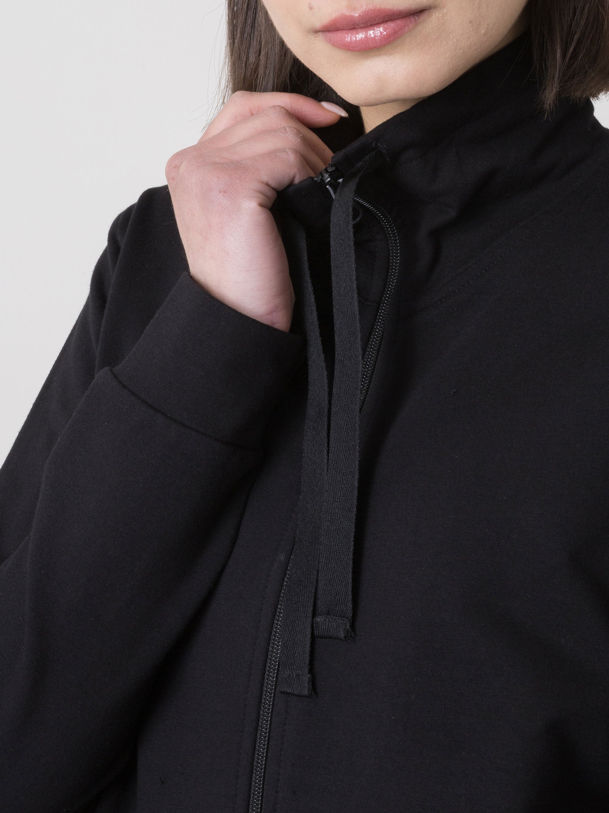 DÁMSKÁ TANEČNÍ SOUPRAVA FULL ZIP Z NEPOČESANÉ TEPLÁKOVINY S PRUŽNÝMI KALHOTAMI