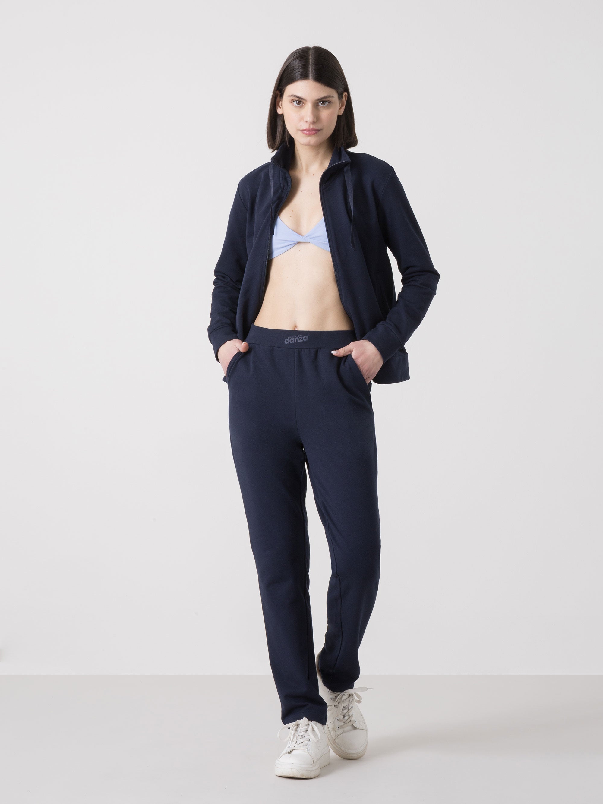 COMBINAISON FEMME DANSE FULL ZIP EN MOLLETON NON GRATTÉ AVEC PANTALON STRETCH