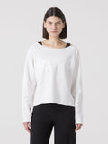 LEICHTES DAME-TANZ-SWEATSHIRT AUS STRETCH-SWEAT MIT U-BOOT-AUSSCHNITT UND FRONTLOGO
