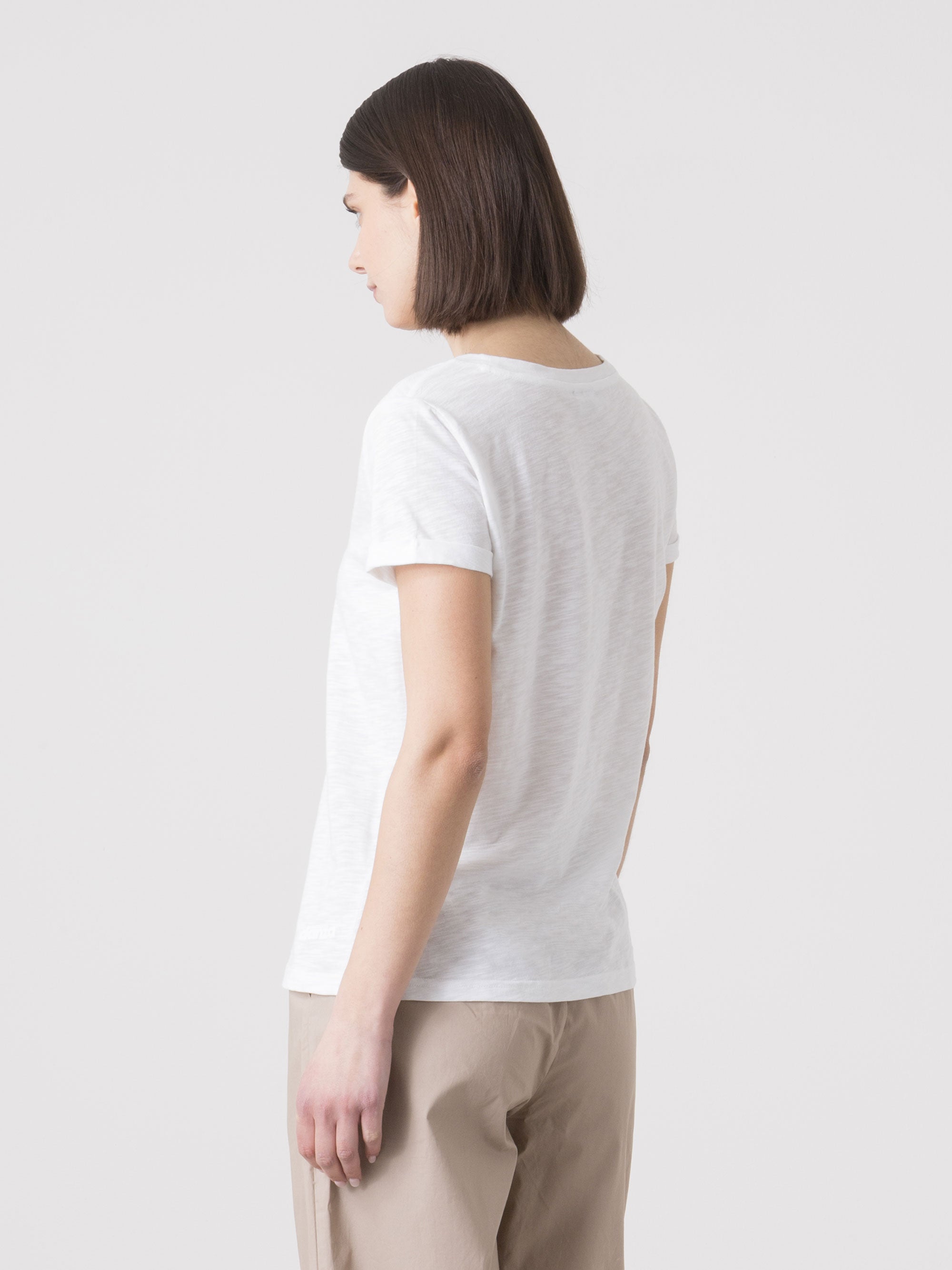 T-SHIRT DONNA DIMENSIONE DANZA IN SLUB JERSEY CON SCOLLO A V